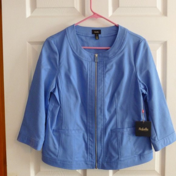 Rafaella Blue Marina Jacket Shirt zip up Top 8 pockets - Picture 1 of 12